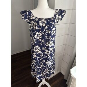Hilo Hattie Hawaiian Dress Womens 12 Muumuu Flutter Sleeve‎ Floral Midi Vacation